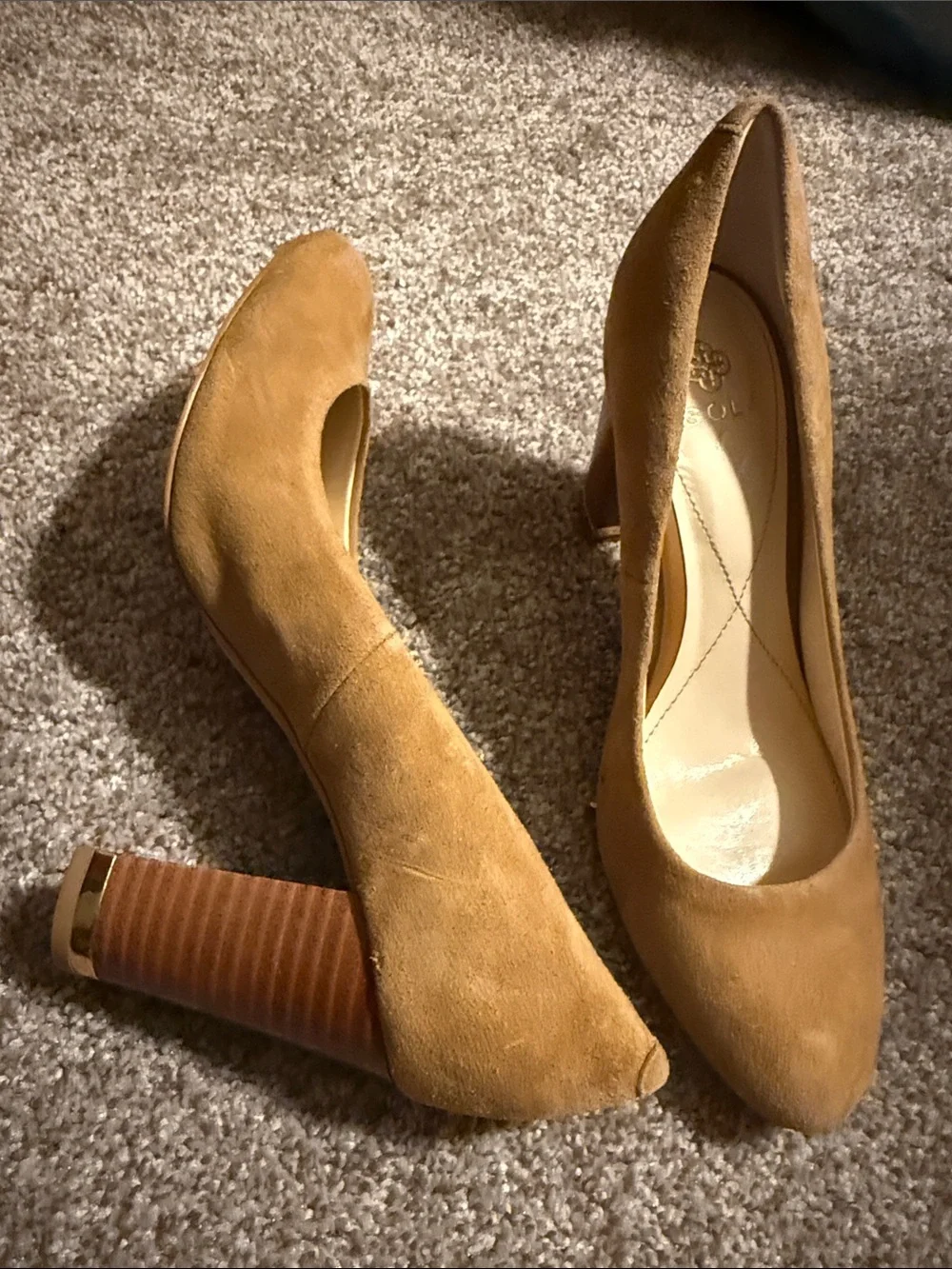 Isola Suede Pointed-Toe Pumps in Camel